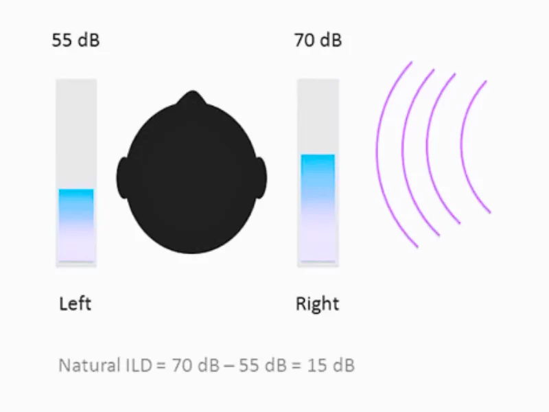 The image shows that the left ear received 55dB and right ear receives 70 dB The image shows that the left ear received 55dB and right ear receives 70 dB