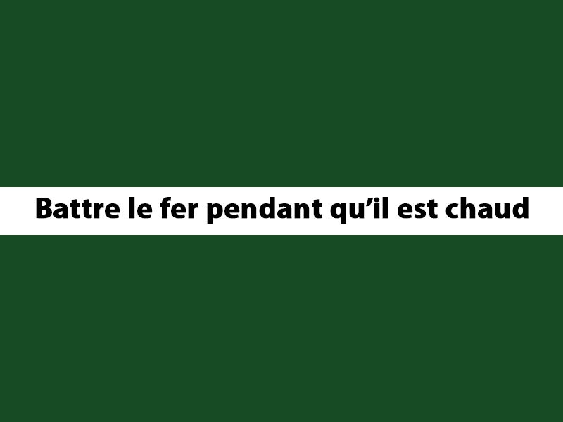 Battre le fer pendant qu’il est chaud Battre le fer pendant qu’il est chaud