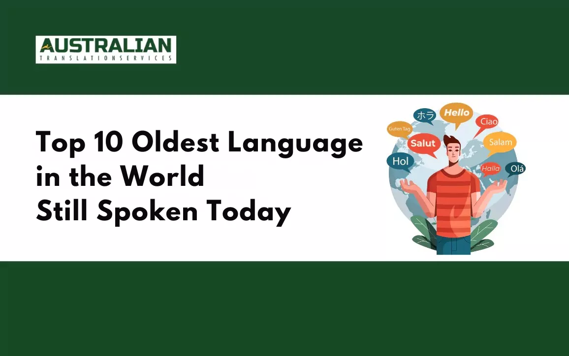 Image shows a doodle with multiple languages and talks about the oldest language in the world