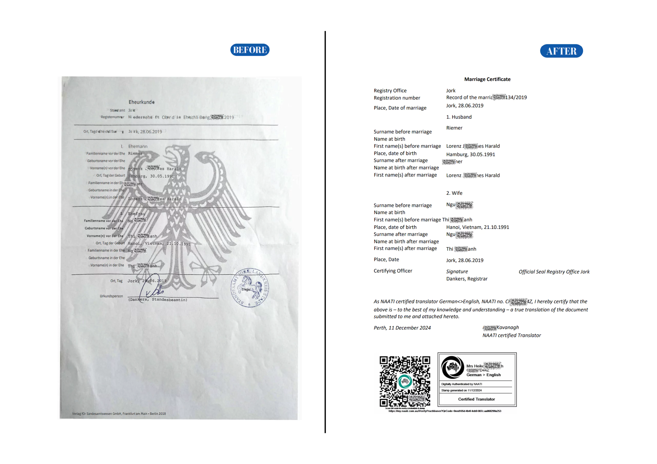 Marriage certificate translation Vietnamese To English sample 