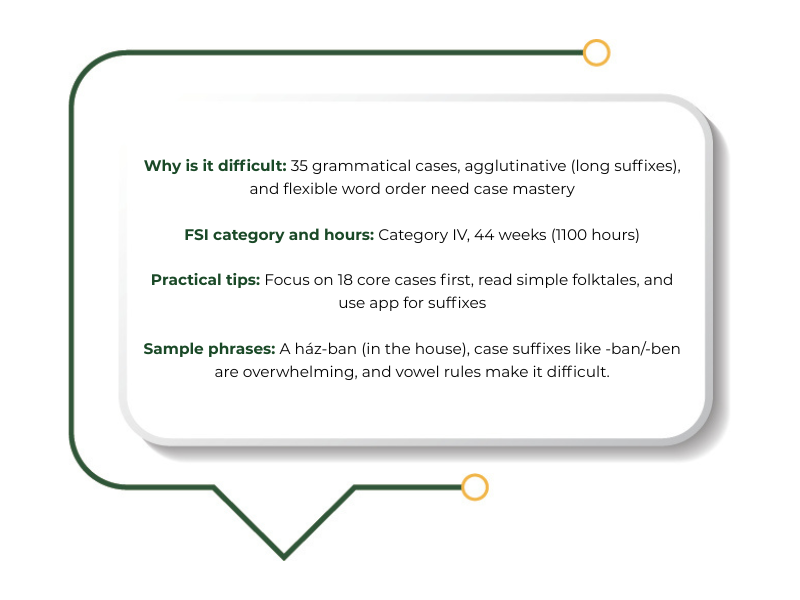 Hungarian grammar cases and suffix rules explained as one of the hardest languages to learn.