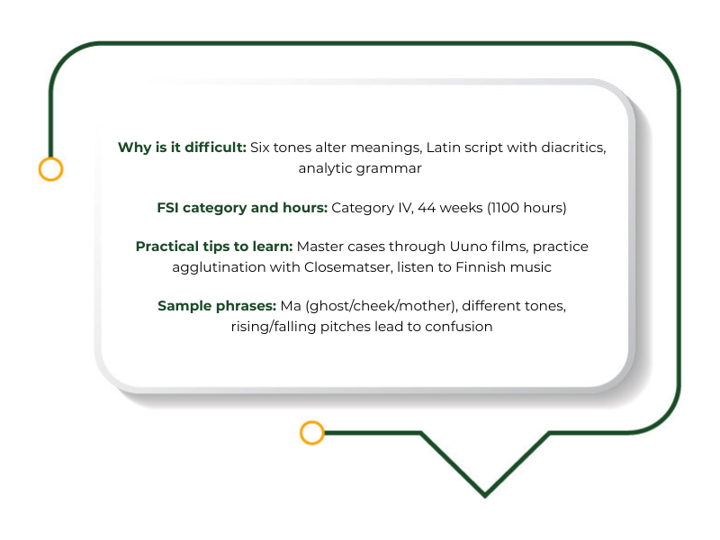 Vietnamese tone marks and grammar challenges explained among the hardest languages to learn.