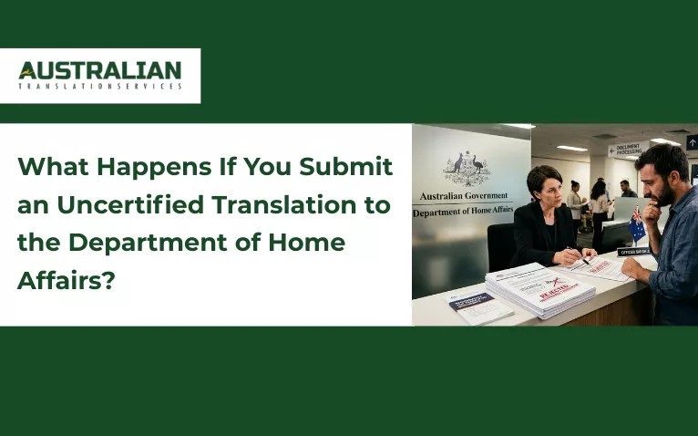 an image from Australian Translation Services with a topic What Happens If You Submit an Uncertified Translation to the Department of Home Affairs? an image from Australian Translation Services with a topic What Happens If You Submit an Uncertified Translation to the Department of Home Affairs?