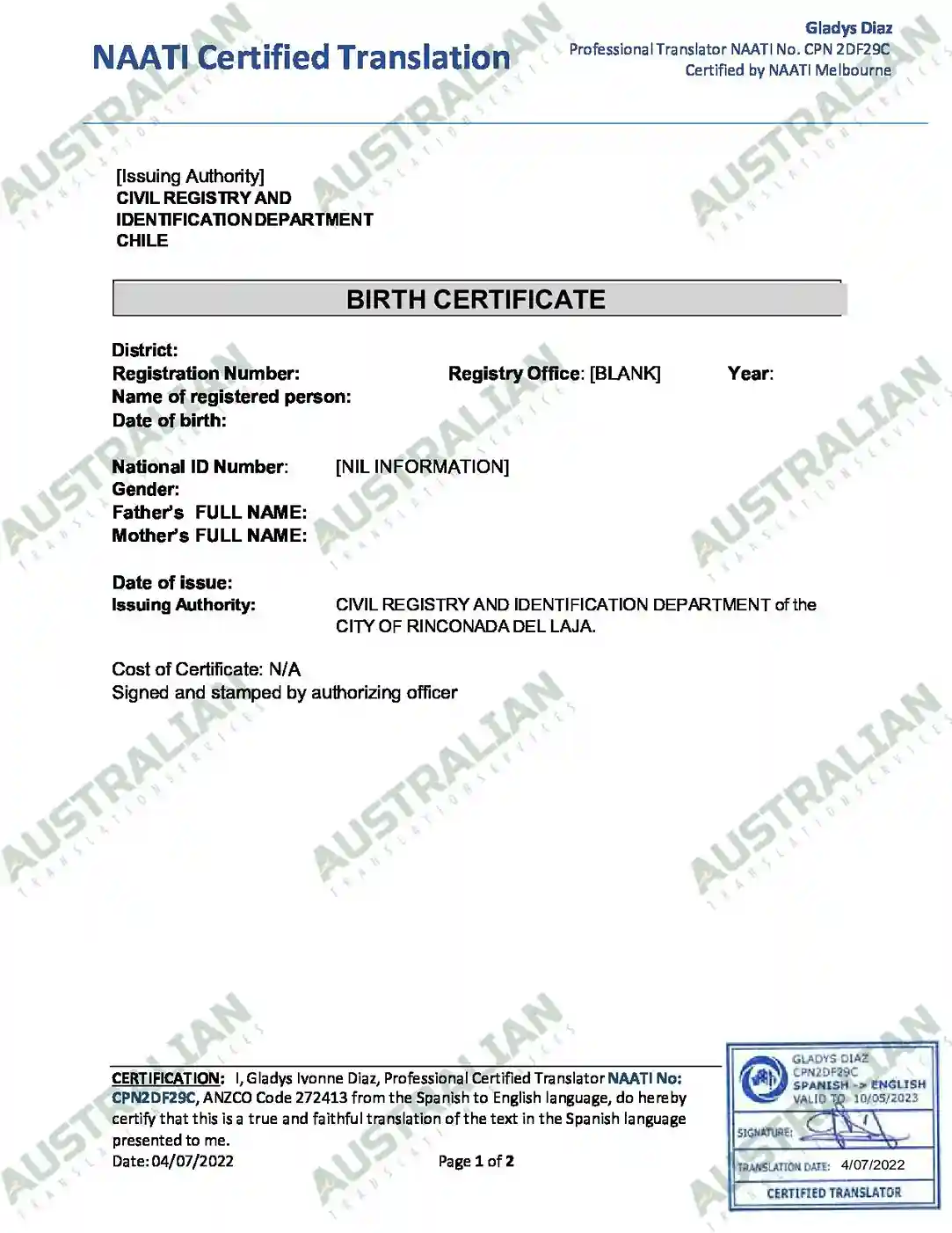 Birth Certificate