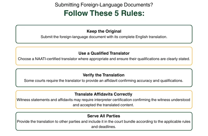 5 essential rules for submitting a translated document admissible in Australian courts 