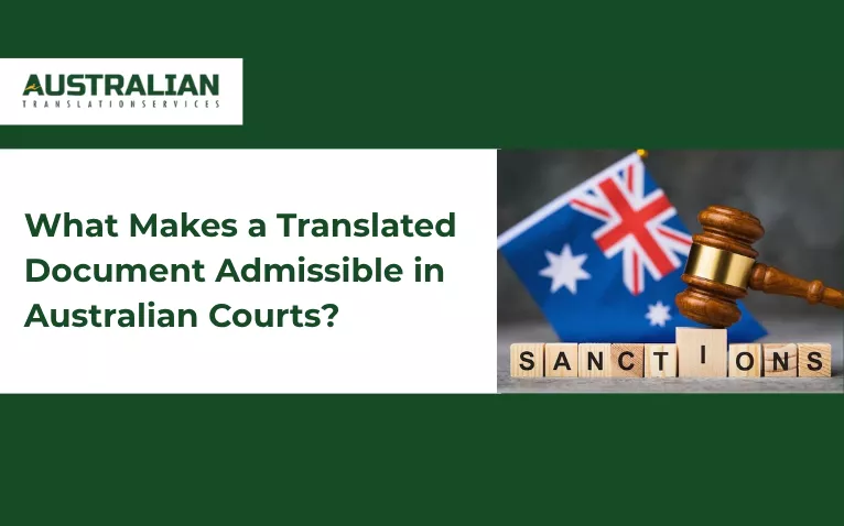 Guide title asking what makes a translated document admissible in Australian courts