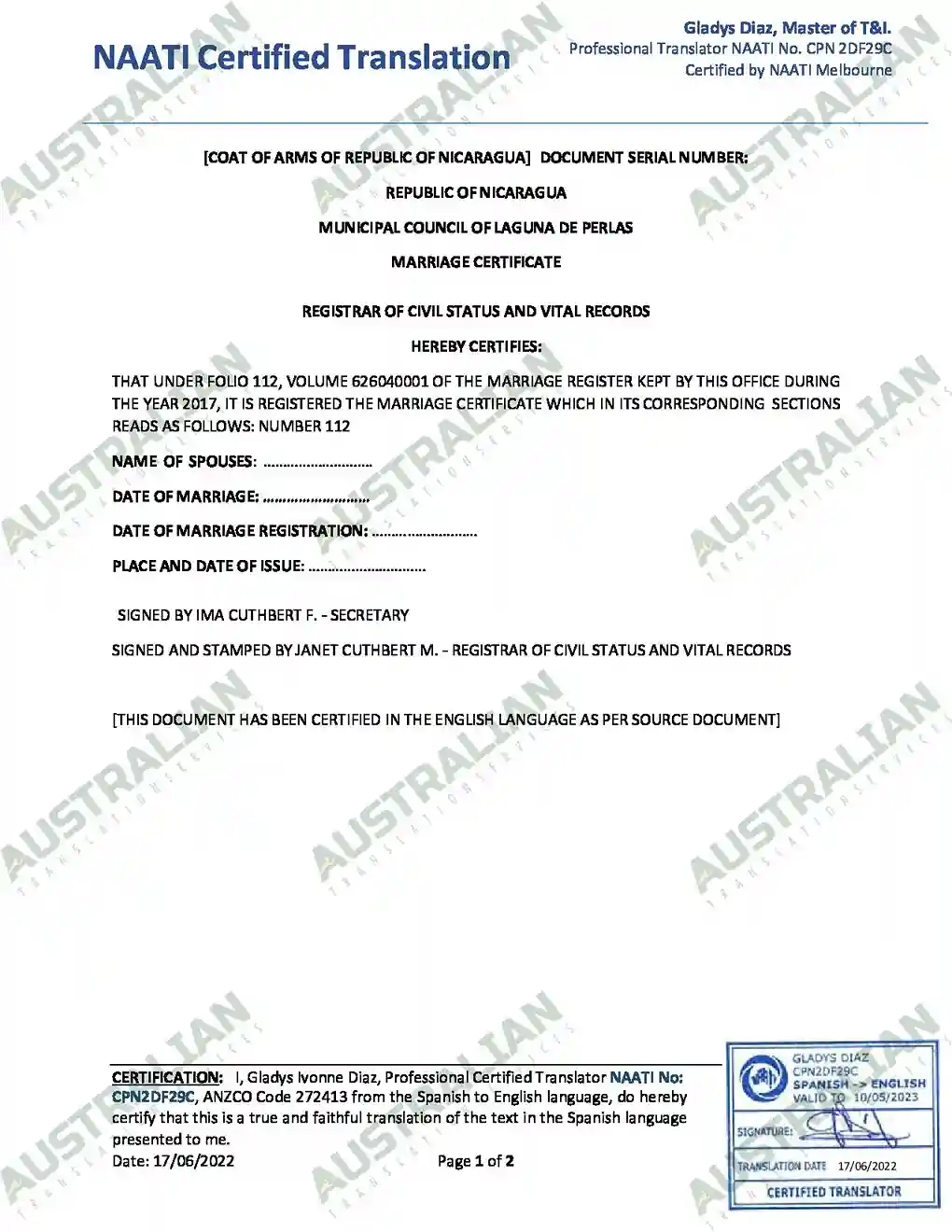 Marriage Certificate